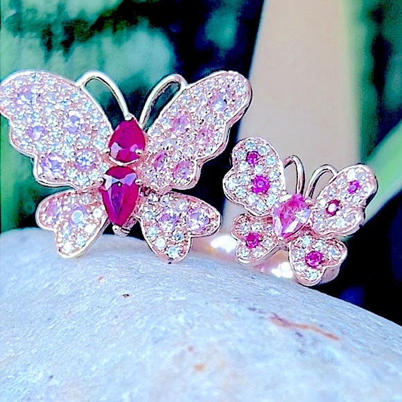Effy ruby sapphire and diamond butterfly ring - Picture 2 of 14